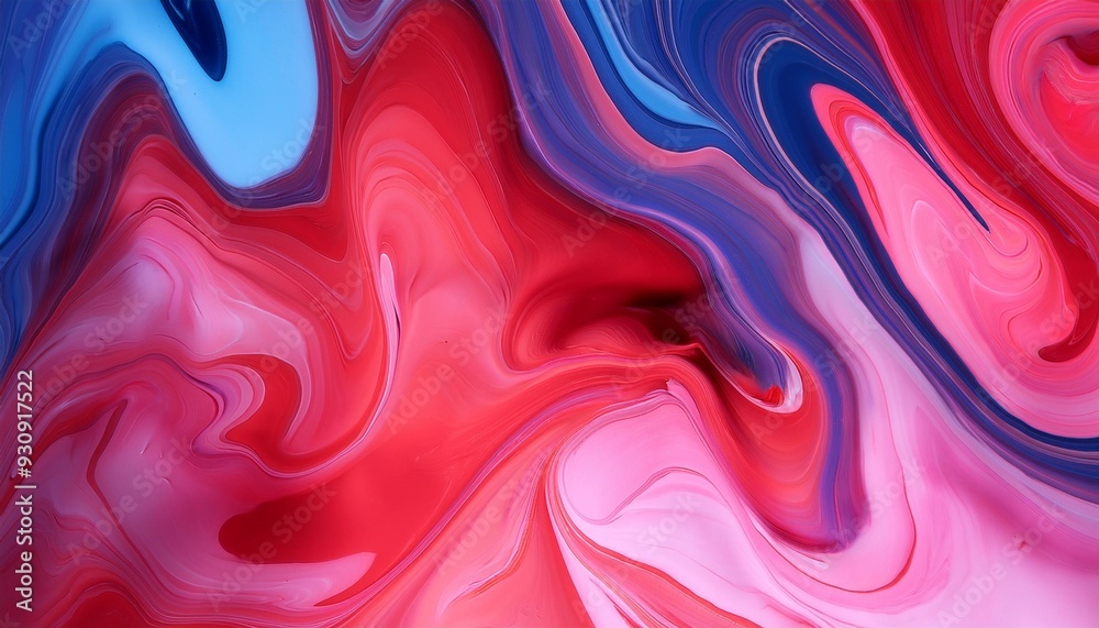 Canvas Prints a vibrant blend of swirling pink red and blue hues in an abstract fluid art composition perfect for dynamic and creative backgrounds generative ai