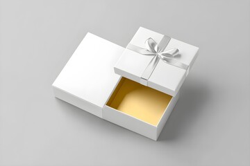 Realistic elegant opened Square Gift box mockup Blank