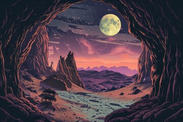 A Nighttime View of a Mystical Landscape