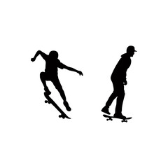 siluet skateboard player. skateboarder vector illustration for icon,symbol or logo. skateboarder silhouette