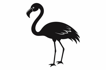 flamingo vector silhouette, Vector black flamingo silhouette, Black silhouette of tropical bird flamingo