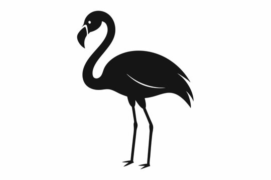 recommend clip art: flamingo vector silhouette, Vector black flamingo silhouette, Black silhouette of tropical bird flamingo
