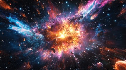 Cosmic Explosion in Deep Space - Vibrant Nebula with Stars and Galactic Dust