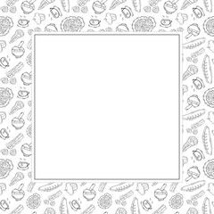 food and beverage frame in doodle style frame background