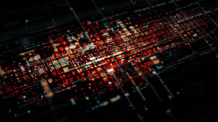 Futuristic screen display matrix, hi-tech digital data telemetry with encrypted numbers, display...
