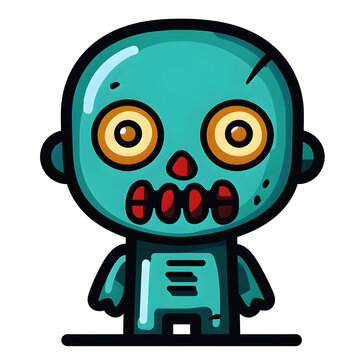 recommend clip art: A cartoonish, creepy looking monster with a skull on its head