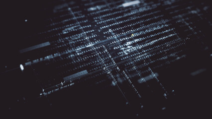 Futuristic screen display matrix, hi-tech digital data telemetry with encrypted numbers, display...