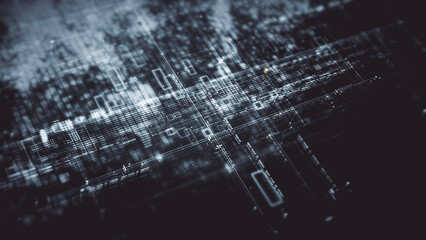 Futuristic screen display matrix, hi-tech digital data telemetry with encrypted numbers, display dynamic background for computer desktop screen display format