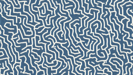 Fototapeta premium Intricate Blue and White Maze Pattern: Textile Design