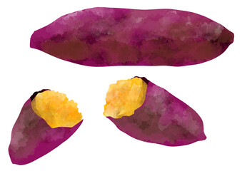 焼き芋のイラスト　手描き　水彩風