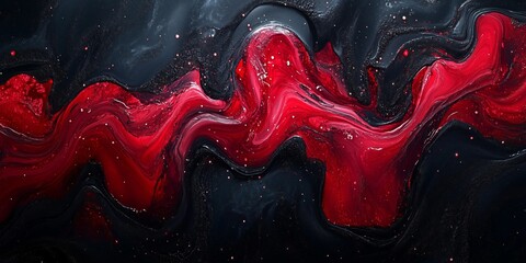 Crimson and Black Lava Lamp Swirls in Velvet Texture, generative ai