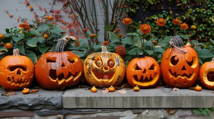 Obraz premium Pumpkin .Halloween, October, Autumn, Spooky, Scary, jack-o-lantern, carved pumpkin, hallows eve