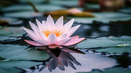 A Single Water Lily in a Pond