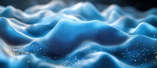 Obraz premium Abstract Blue Wavy Digital Landscape