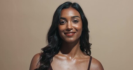 Skincare, health and face of women with beauty, natural and cosmetic treatment for facial glow. Wellness, portrait and sequence of female people with dermatology routine by studio background. - Powered by Adobe