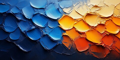 Obraz premium Vibrant Cross-Hatching Pattern in Cobalt and Amber on Concrete, generative ai