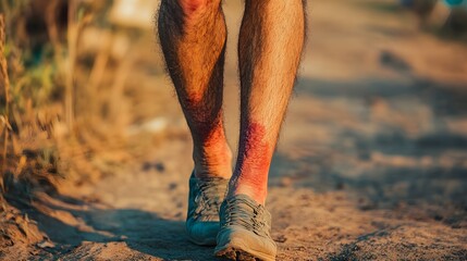 Swollen and Red Leg with Cellulitis Skin Infection Closeup