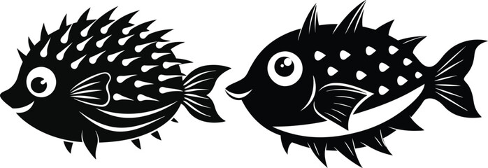 porcupine fish vector silhouette 