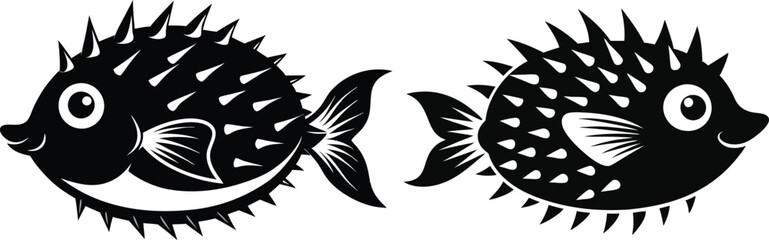 porcupine fish vector silhouette 