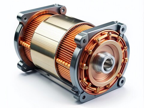 Modern electric vehicle motor featuring sleek copper wiring, compact design, and advanced technology for efficient and environmentally friendly transportation solutions.