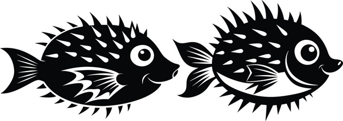 porcupine fish vector silhouette 