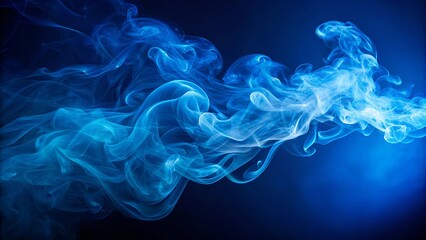 Fototapeta premium Beautiful vivid blue smoke flowing on dark blue background, blue, smoke, fog, flow, abstract, ethereal, vibrant