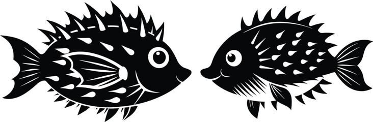 porcupine fish vector silhouette 
