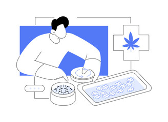 Grinding cannabis isolated cartoon vector illustrations.