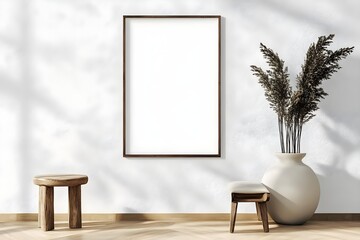 Blank Frame mockup hanging on wall