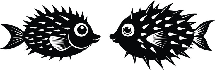 porcupine fish vector silhouette 