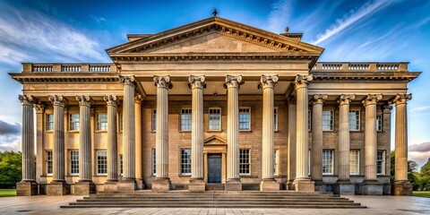 Obraz premium - County Building Grandeur: Monumental, classical, symmetrical, columns, warm stone tones