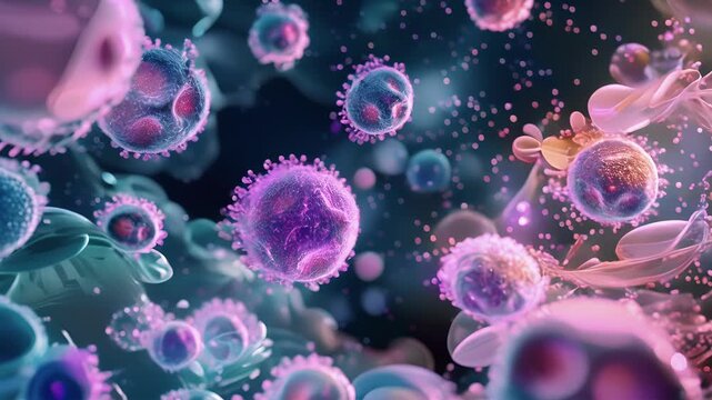 Dark field microscopy image of activated B and T lymphocytes performing their specific functions to fight off pathogenic invaders.