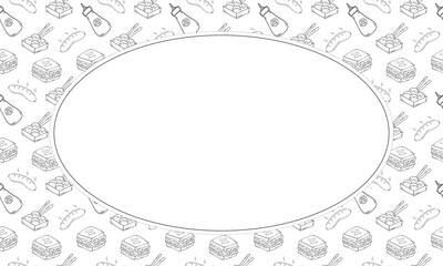 food and beverage frame in doodle style frame background