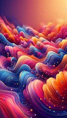 Abstract painting of colourful wave
