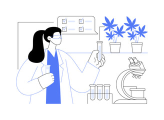Testing cannabis in a lab isolated cartoon vector illustrations.