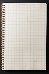 Blank grid notebook with gold spiral binding.