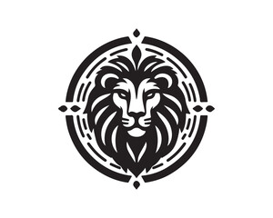 Lion Logo Design Vector Template. Lion Head Logo Icon Vector illustration. Black and white Lion head vector illustration.