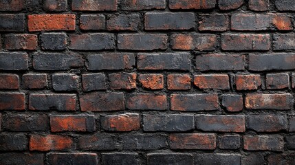 Obraz premium Red brick wall. Texture of old dark brown and red brick wall panoramic backgorund , ai