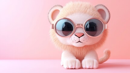 Obraz premium Cute Lion Cub Wearing Sunglasses