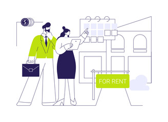 Renting a retail property abstract concept vector illustration.