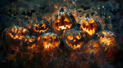 Naklejka premium Pumpkin .Halloween, October, Autumn, Spooky, Scary, jack-o-lantern, carved pumpkin, hallows eve