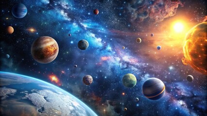 A detailed photo of the vast expanse of outer space, cosmos, universe, stars, galaxies, celestial, infinity