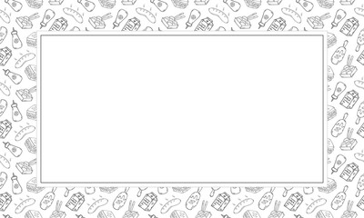 food and beverage frame in doodle style frame background