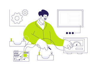 Conduct physics experiment abstract concept vector illustration.