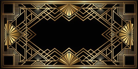 Luxurious gold and black Art Deco background inspired by the 'Great Gatsby' era , elegant, vintage, luxury, glamorous