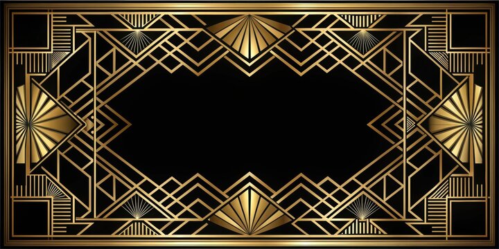 Luxurious gold and black Art Deco background inspired by the 'Great Gatsby' era , elegant, vintage, luxury, glamorous