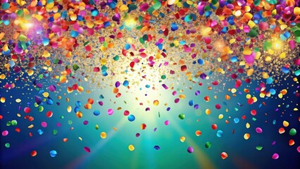 Colorful background filled with multi-colored confetti falling, festive, celebration, party, vibrant, cheerful, abstract