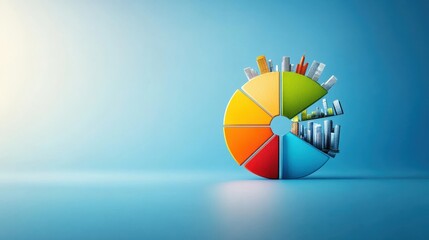 Obraz premium Diversified Investment Wheel with Asset Types Segments and Copy Space for Text
