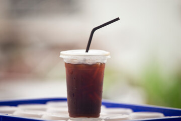 glass of black coffee with ice