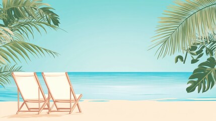 Summer Resort Beach Sea Relax Travel Vacation Palm Tropic Copy Space Banner Background Hotel, ai